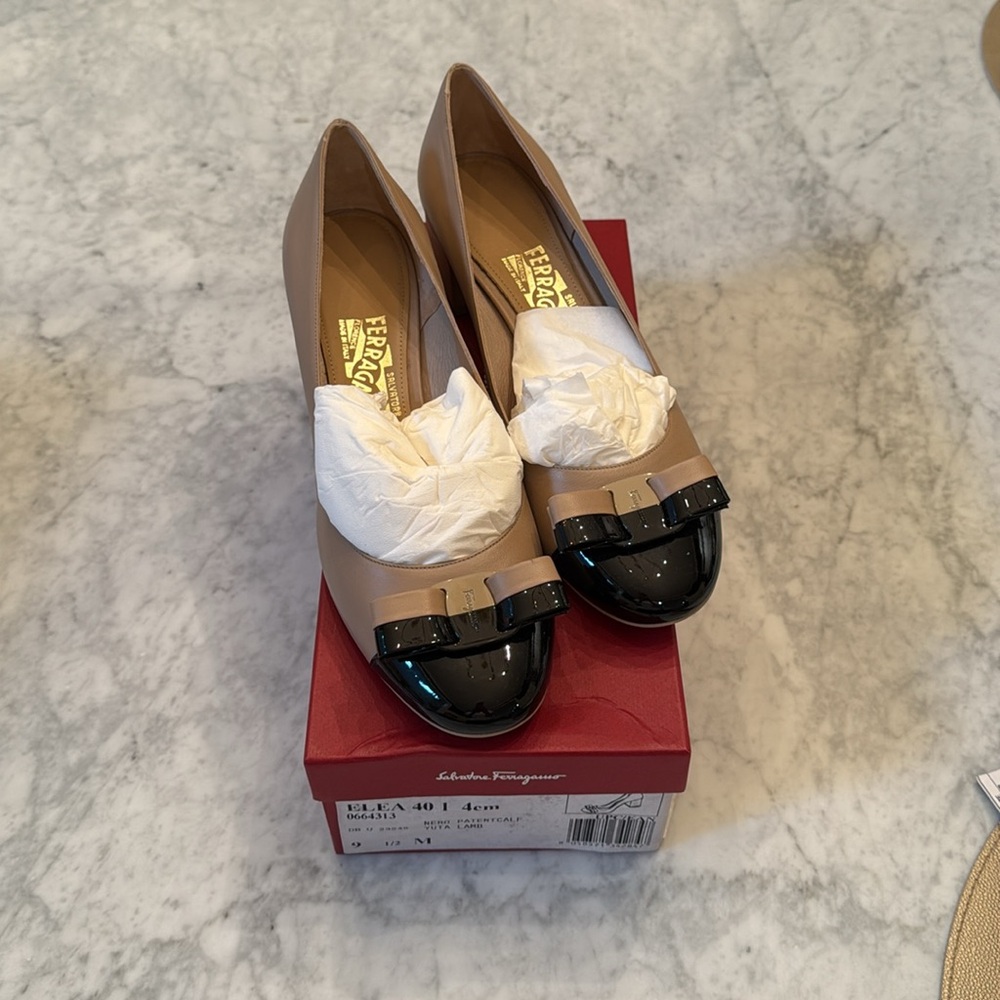 Ferragamo Tan and Black Pumps - Picture 4 of 5